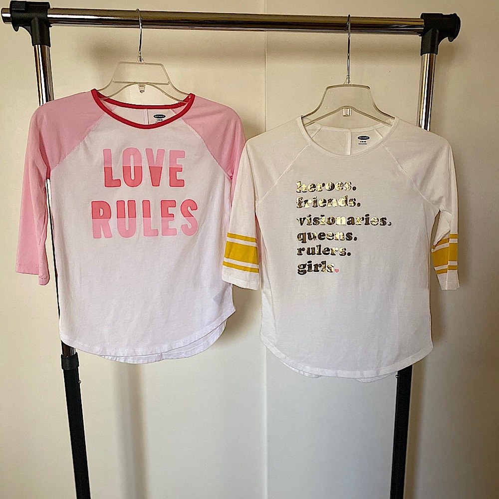 2 Girls Old Navy 3/4 Long Sleeve Shirts.